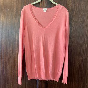J.Crew Cotton V-Neck Peach Sweater - Size Small
